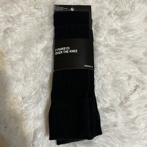 2 Pairs Of Black Knee High Socks
